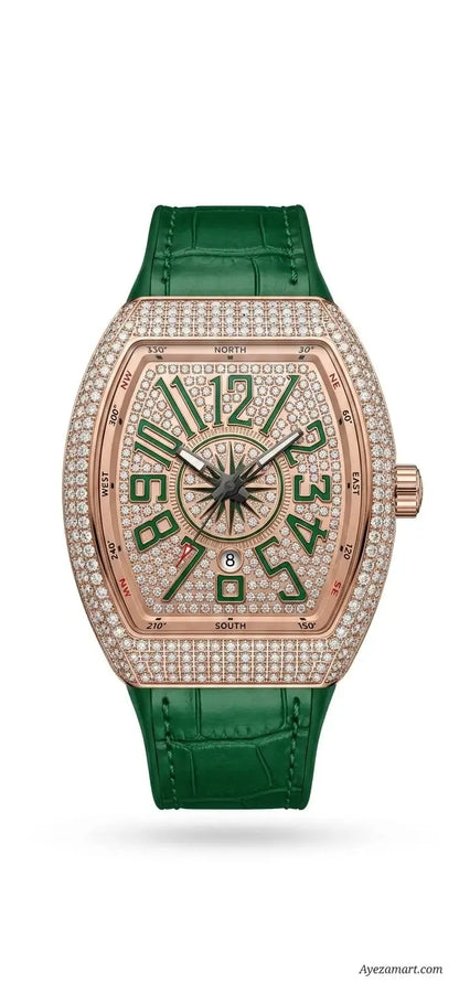 Diamond Stone Men's Luxury Fashion Watch, (Working Date & Premium Textured Strap)