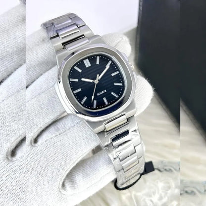 Men’s Square Quartz Watch – Classic Steel Bracelet Edition