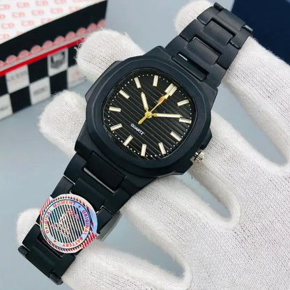 Men’s Square Quartz Watch – Classic Steel Bracelet Edition