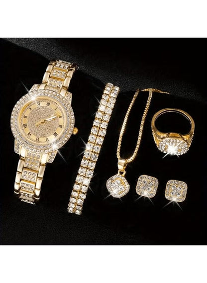 ✨ Luxury 5-Piece Women’s Watch & Jewelry Set ✨